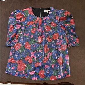 Wayf Multicolor Sequin Floral Top